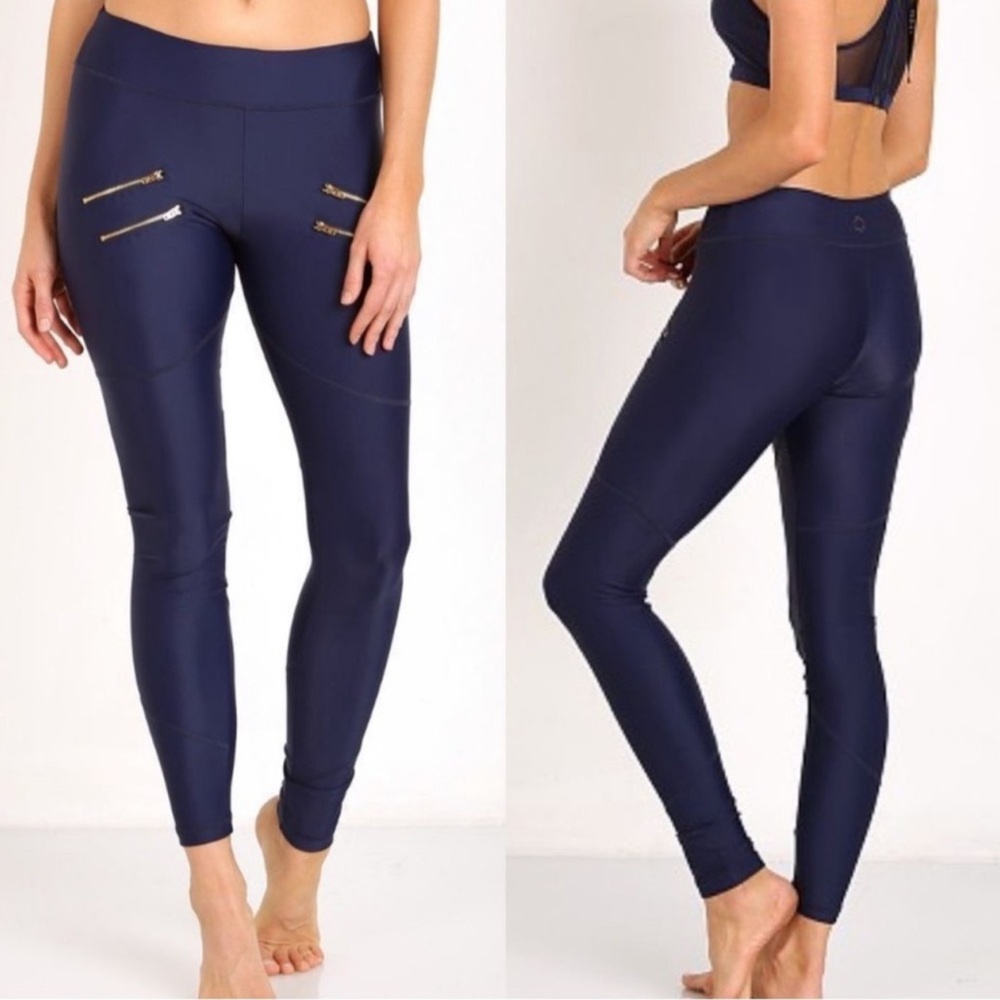 NWOT Varley Double Zip Full Length Athletic tight/Leggings  Navy L
